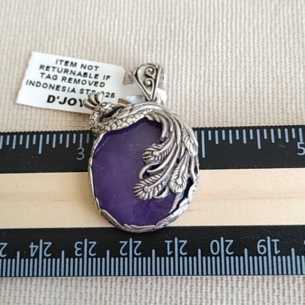 BALI LEGACY PURPLE JADE AND PEACOCK PENDENT - Picture 2 of 7